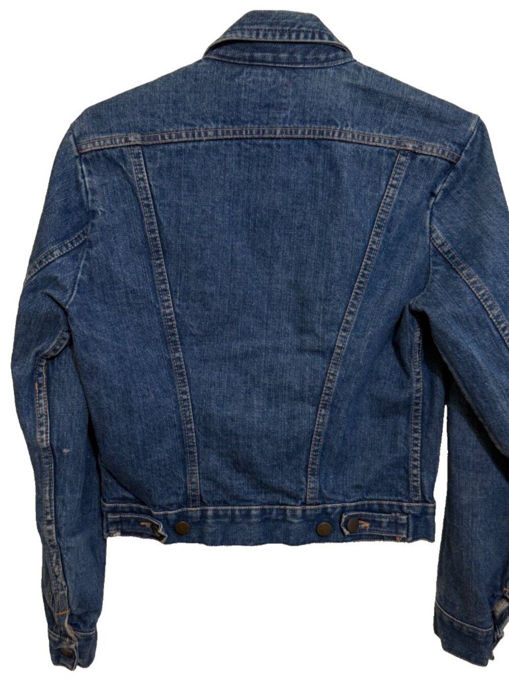 VINTAGE 70s WRANGLER BLUE DENIM JACKET MENS 36 S 36"x21" ROPE TAG MADE IN USA - Picture 3 of 16